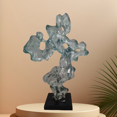 树脂石工品摆件家术居客厅轻奢艺AGZ透明太湖创意抽象家居装饰艺