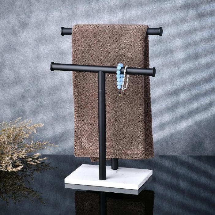 理石大落地毛巾架304立毛巾架T桌面免打孔可式型移动置物架卷887