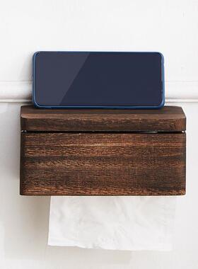 S21858实木纸所巾盒厕生间擦卫手抽纸盒壁挂式8置物架中式家用餐