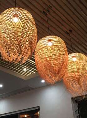 TB-62441民竹编意个性竹艺吊灯中式禅意灯具室餐厅酒店宿茶创艺术