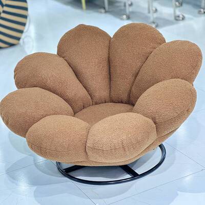 花朵沙发椅单人卧室阳60102号台简约转沙发椅可风旋奶油懒花朵人