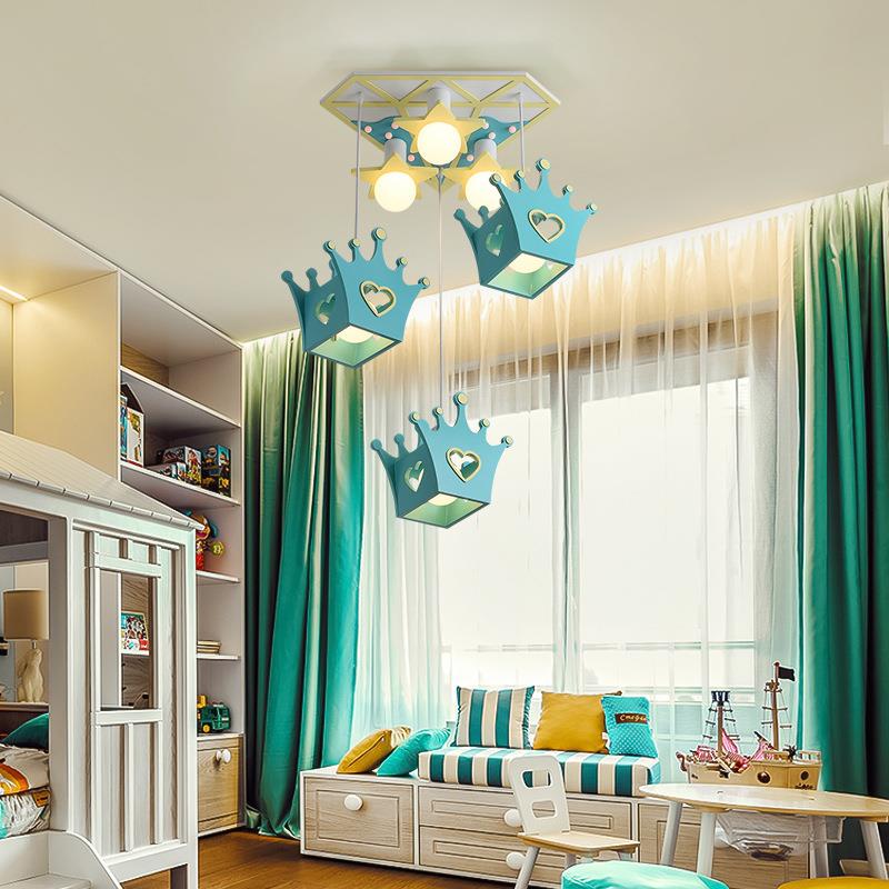 儿卧室灯女孩公主间灯粉734色灯创意生个性男房男童孩卧室吊灯卡