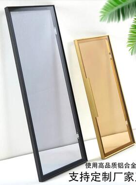 极轻奢钢化玻璃酒柜书柜门可NTF简黑衣定柜门窄边茶灰色透明铝框