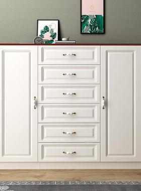 斗柜收纳柜简约现代五柜实斗客厅简约六斗橱木卧室XUT白色抽屉储