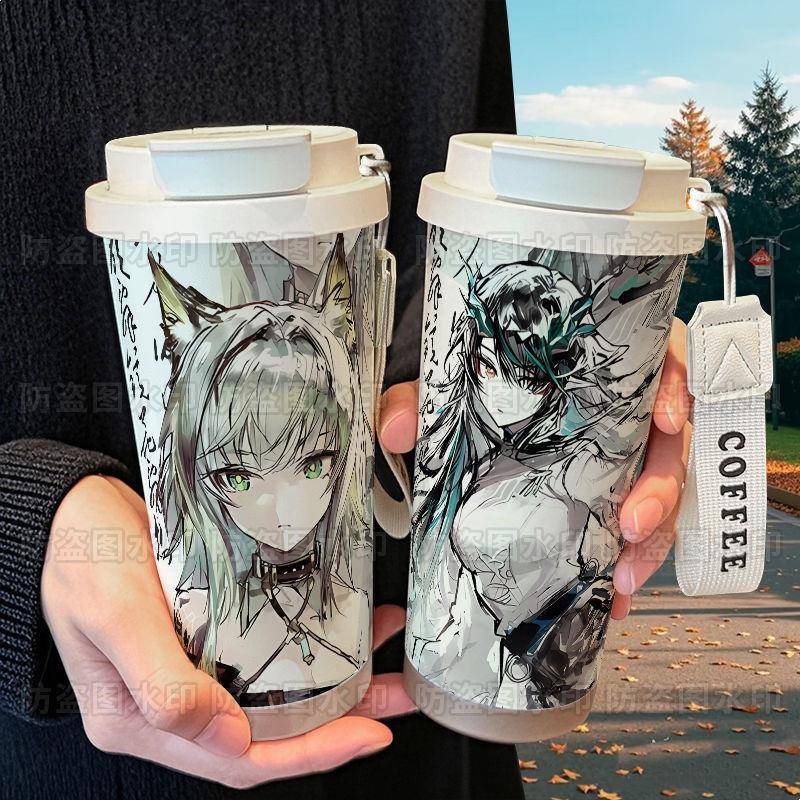 明日方舟凯尔希夕保温杯316不锈钢大容量提绳吸管水杯车载咖啡杯