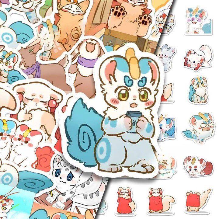 【每张单独】126卡通动漫有兽焉贴纸可爱小众天禄兔爷呆萌装饰贴