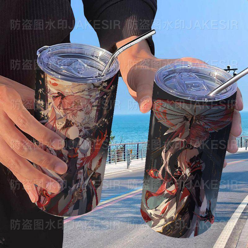 新款鸣潮长离咖啡网红高颜值不锈钢保温杯办公室吸管随行水杯