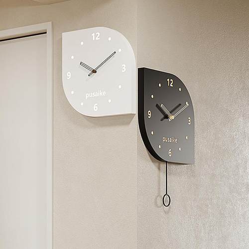 2025新款现代简约客厅家用转角时钟餐厅钟表静音挂表拐角双面挂钟