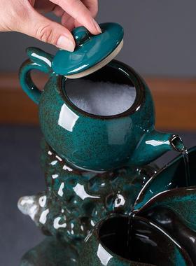 陶瓷鱼缸循环水过滤器流水摆件石槽水景流水器客厅喷泉加湿增氧