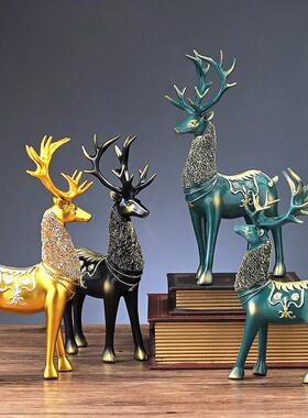 麋鹿摆件客厅北欧轻奢高档玄关酒柜树脂招财鹿乔迁新居家居装饰品