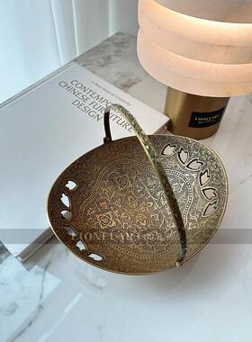 如是黄铜收纳托盘吉祥如意宝相花水果零食收纳盘私宅会所酒店礼物