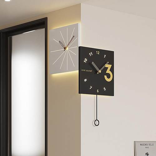 2025新款转角时钟现代拐角双面静音挂钟简约客厅家用饭厅钟表挂表