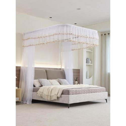 【新品】免钉墙落地款升降加厚拉绳导轨家用双人宫廷1.8M蚊帐