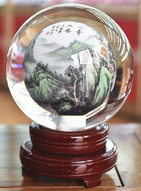 新款内画琉璃水晶球办公桌摆件家庭装饰品手绘礼品