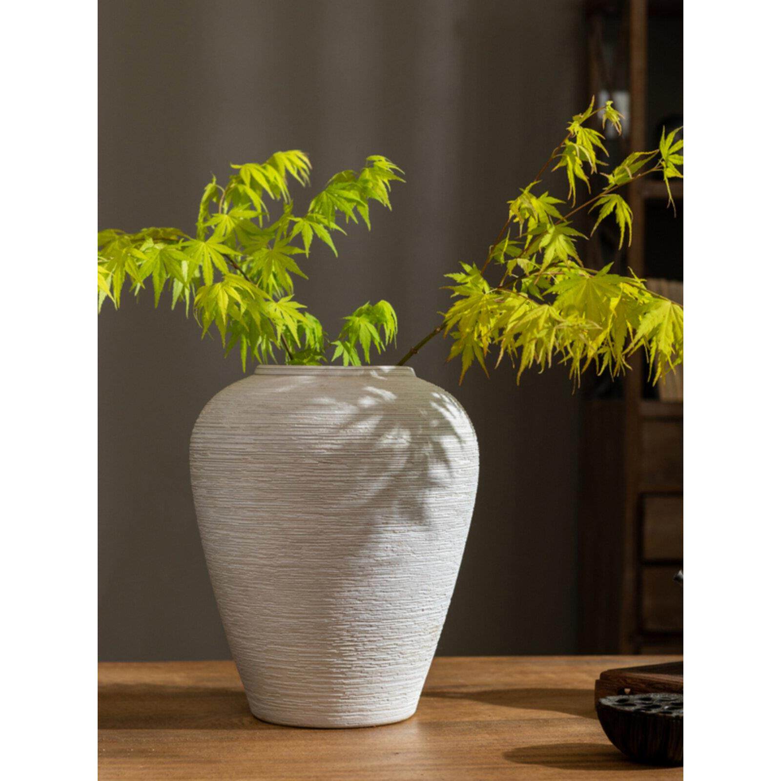 陶瓷花瓶摆件大号白色客厅水培插花粗陶罐彷古做旧侘寂风装饰摆件