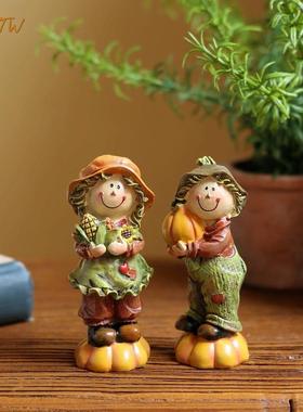 美国南瓜温馨夫妇树脂家居陈设的朋友结婚礼物梳妆台配件