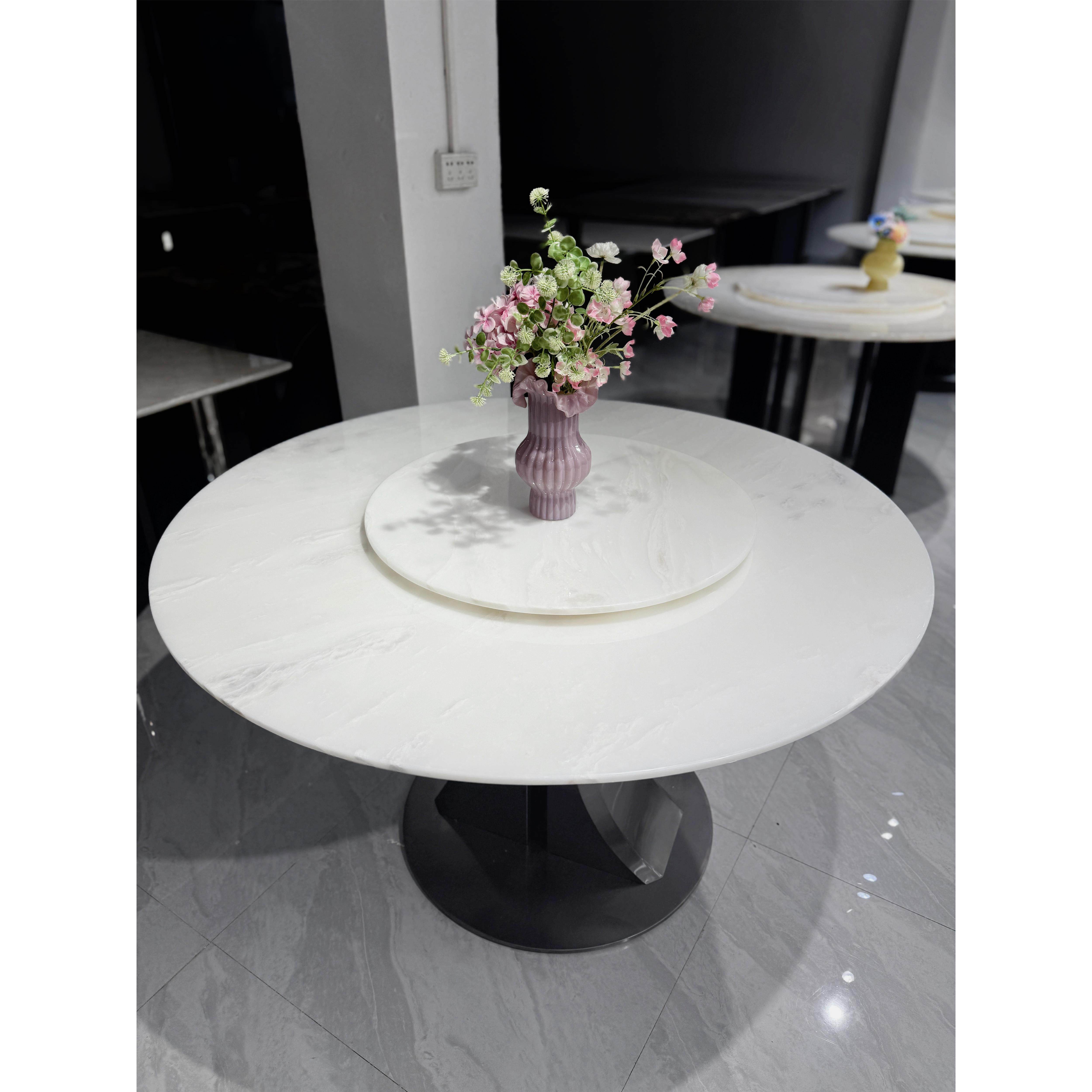 皇家白玉奢石餐桌轻奢饭桌家用意式轻奢天然大理石餐桌椅组合圆桌,住宅家具,大理石餐桌,淘宝优惠券,粉丝福利购,淘宝优惠卷