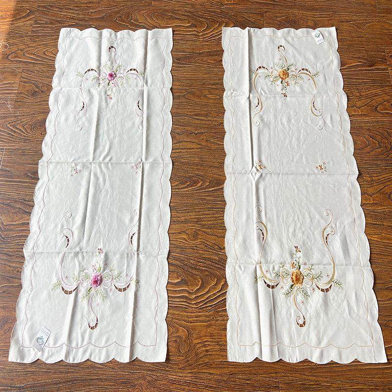 绣花桌旗欧式 田园布艺茶几刺绣长条桌布盖巾60x120电视柜 50x110