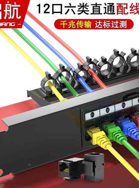 12口直插式网络配线架cat6超六类免打机柜网线配线架直通五类配架