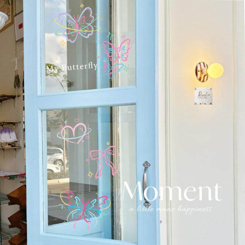 ins风网红玻璃门贴纸高级感窗贴橱窗装饰场景布置窗花静电贴,家居饰品,软装墙贴,淘宝优惠券,粉丝福利购,淘宝优惠卷