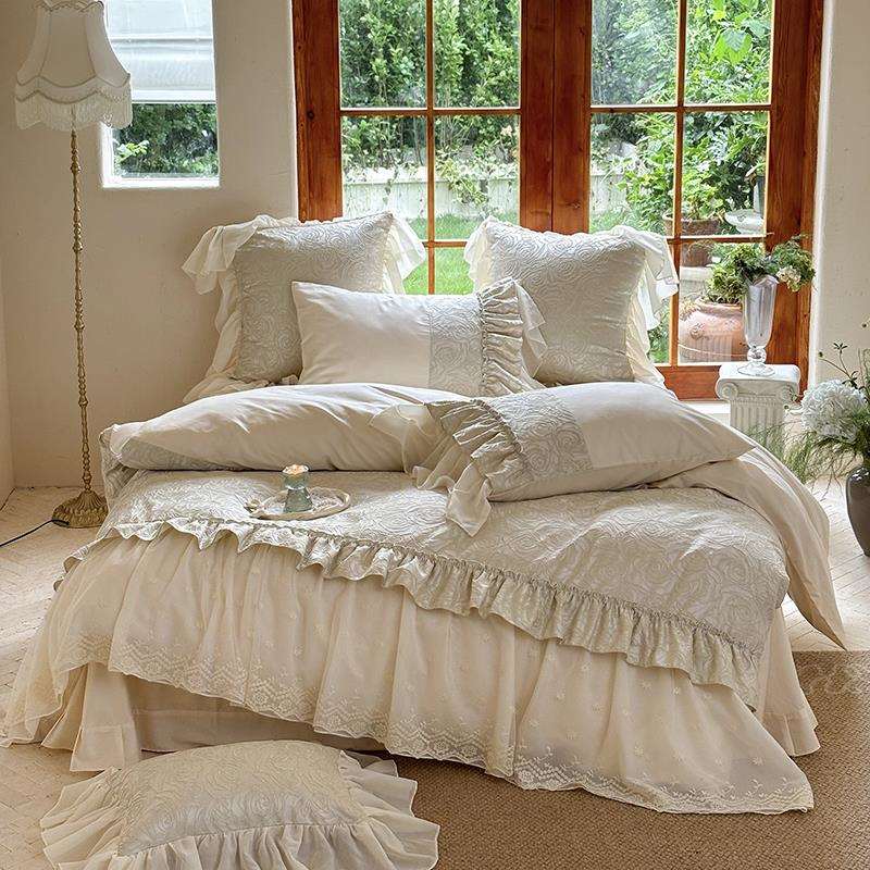 波波里玫瑰 法式韩式清新140支全棉长绒棉四件套床品