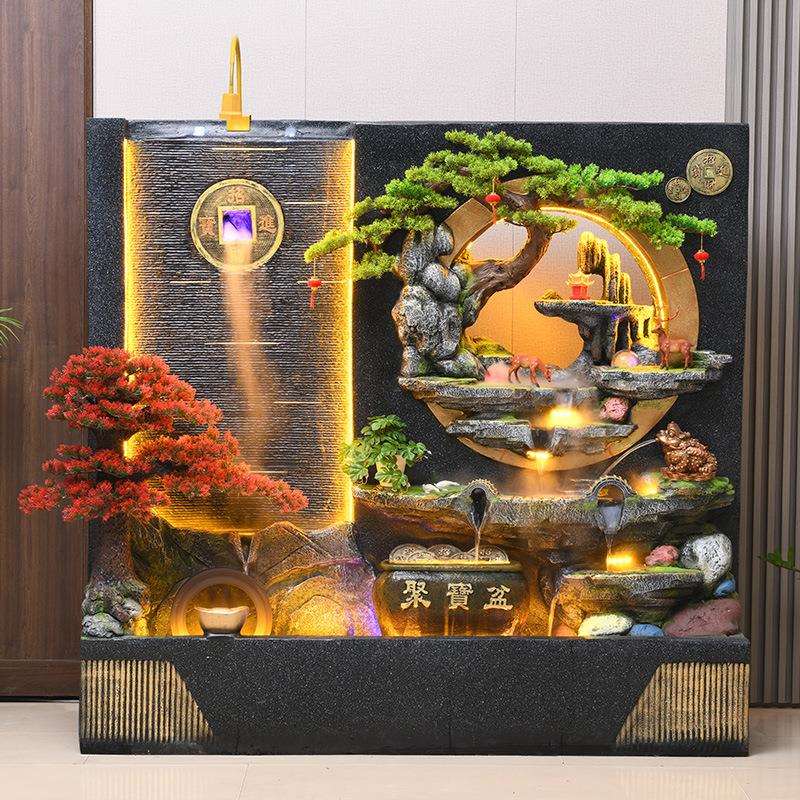 假山幕墙别墅墙循环水庭院屏风景观客厅流水装饰鱼缸阳台喷泉大型