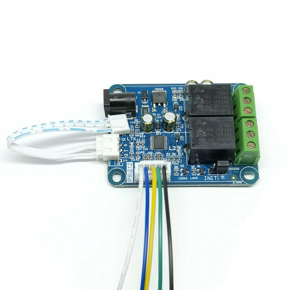 TTL电平串口4路开关量输入2路继电器输出控制Modbus-RTU协议PY212