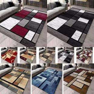 北欧风格对比几何设计法兰绒大地垫时尚简单地毯客厅卧室法兰绒垫
