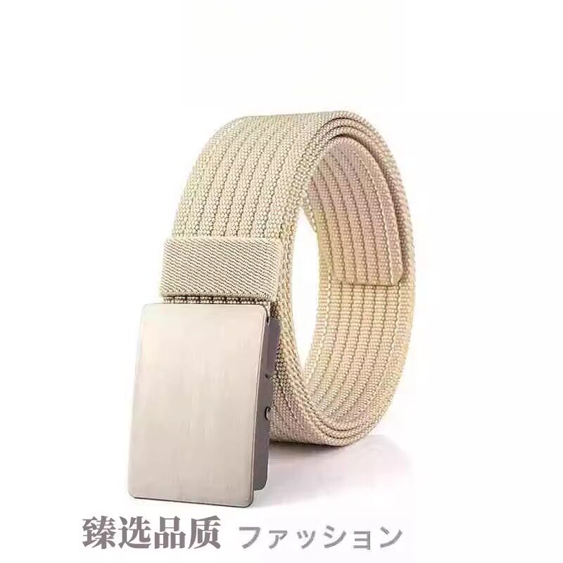 日本男士帆布腰带男款平滑扣时尚休闲百搭尼龙皮带简约加厚无孔裤