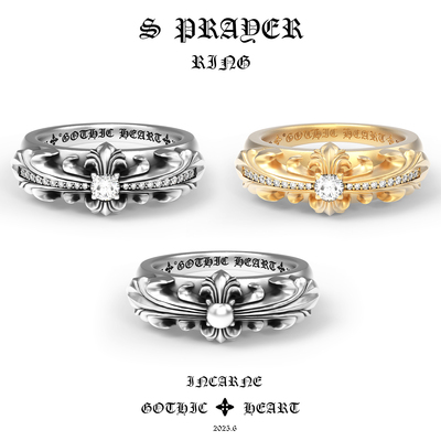 哥特之心小号神祈十字花戒指