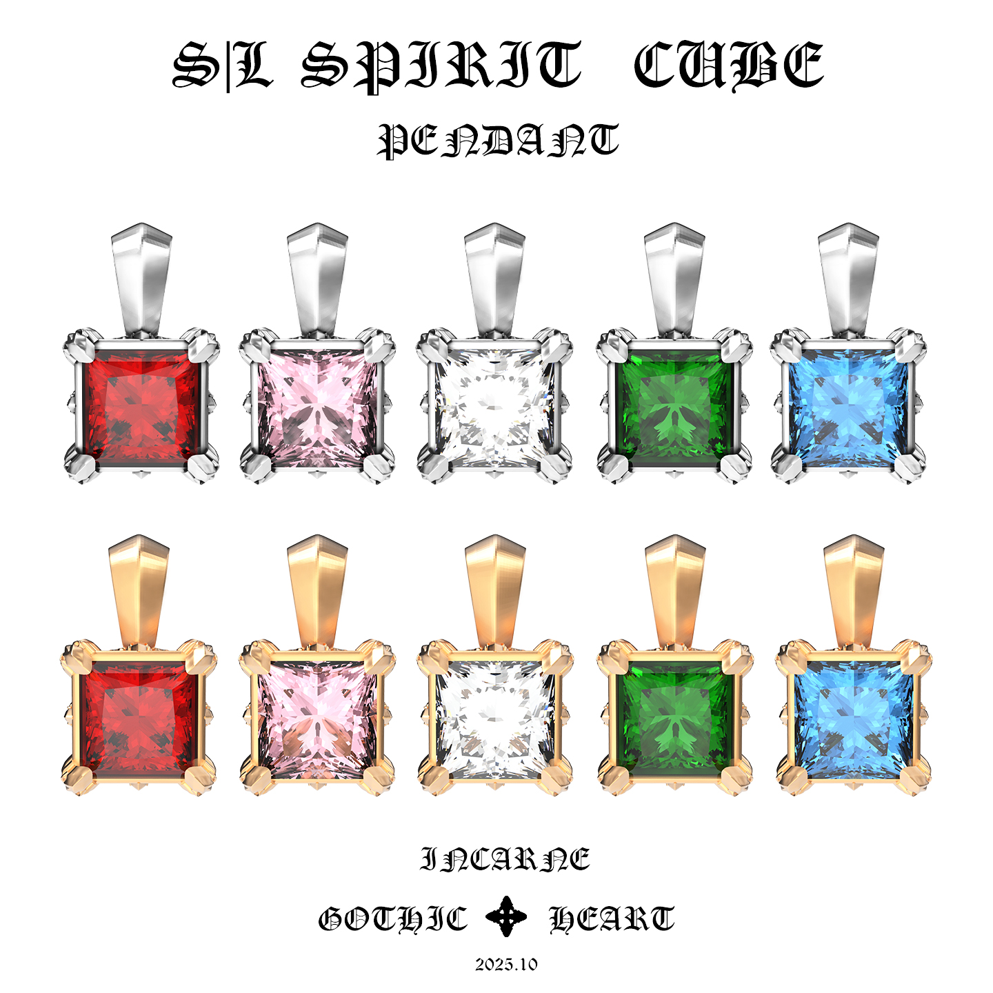 哥特之心方糖十字架吊坠