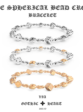 GOTHIC HEART哥特之心骰子圆球十字花手链925银22K金潮流复古男女