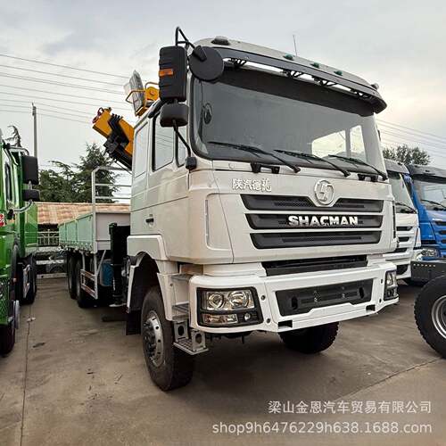 出口陕汽德龙F3000篷布自卸车 6*4翻斗垃圾车 土方运输车 随车吊