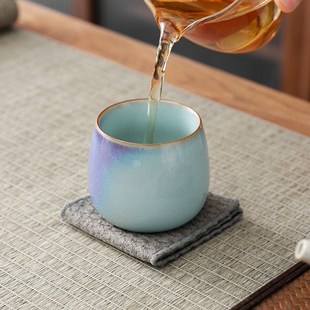 汝窑可养开片主人杯钧瓷功夫茶具喝茶茶杯男女个人专用茶盏品茗杯