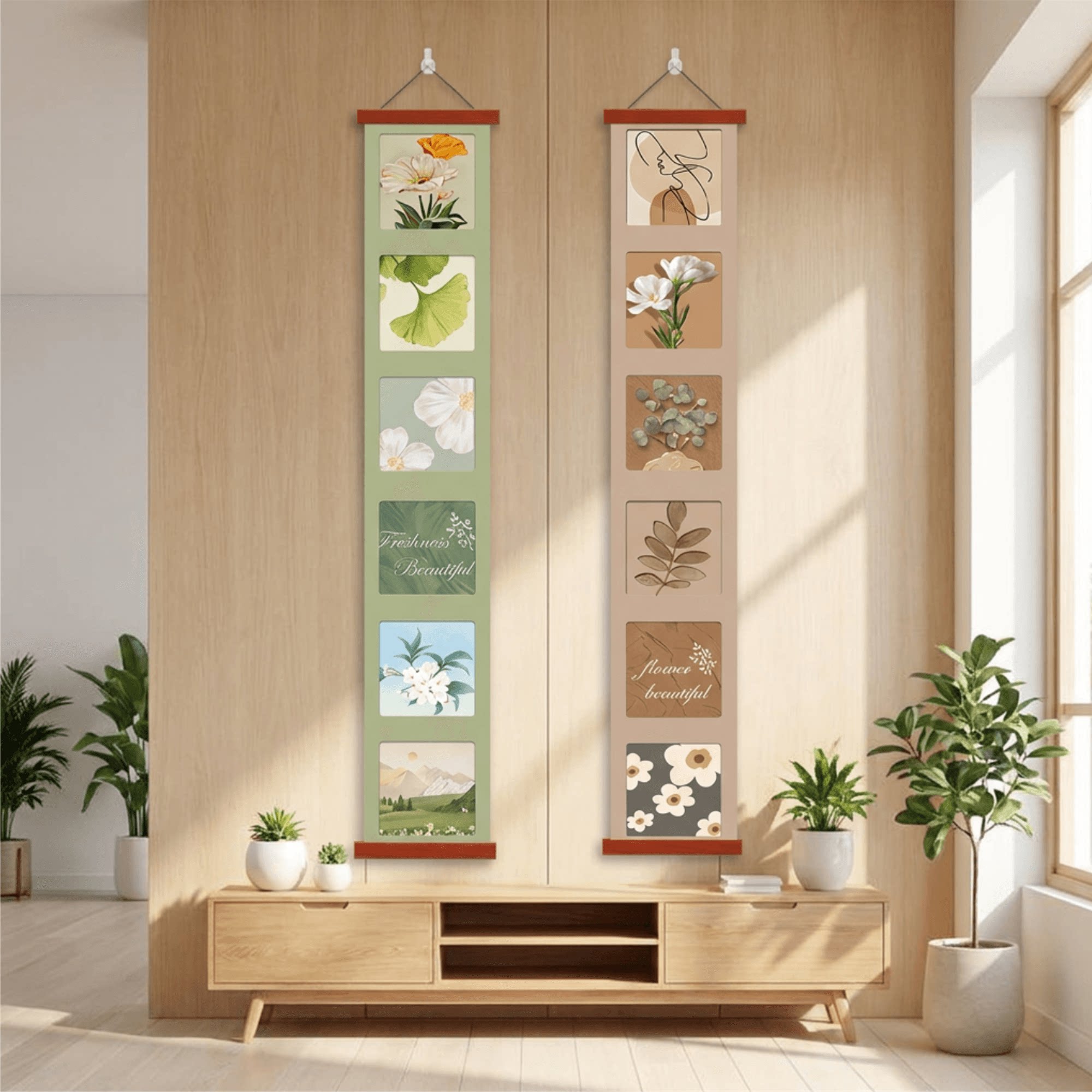 北欧风长条装饰画玄关客厅卧室墙面花卉绿植轻奢高级感壁挂装饰