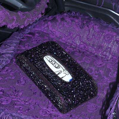 汽车尚纸巾盒创意车载座式抽性纸盒个时镶钻内车车用纸TBU巾套女