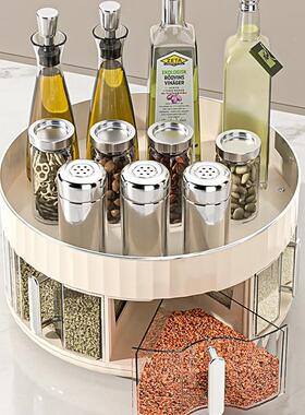 厨房调料盒台面可旋转一体盒多物格调料油佐料收纳盐酱F98557J9醋
