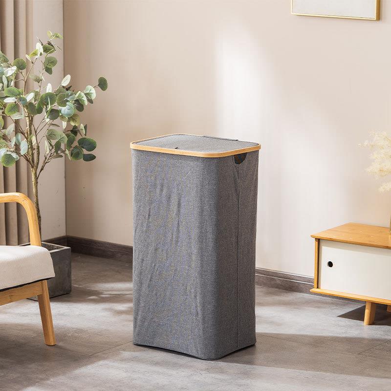 源可头厂家现代可折叠收简约家用脏潮衣篮防尘防折脏叠收纳箱竹圈