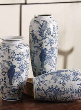 青花瓷花tb-69852瓶客厅摆件新美中式花古典复插陶瓷式装饰古玄关