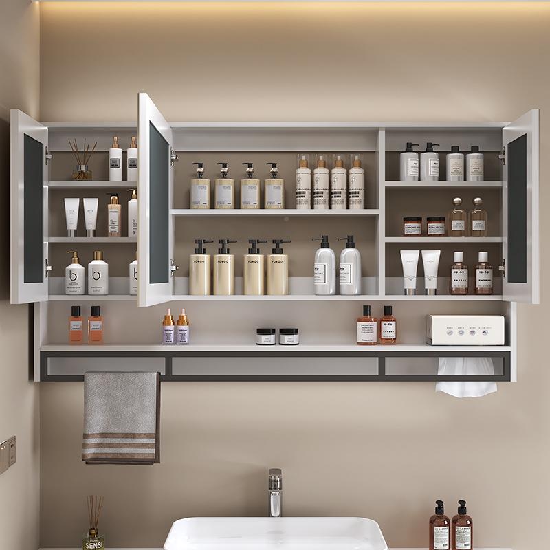 浴室镜997柜挂巾墙洗手卫生间镜妆子带置物架厕所梳台防水式毛杆