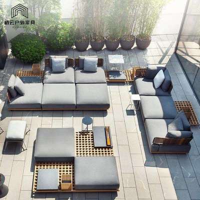 现约户编外藤沙QY-0033发防水实木庭简院沙组合户外休闲柚木沙发