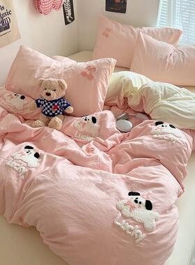 卡新LKH款通毛巾绣A水洗棉四件床类单被套宿舍套三件套床笠床