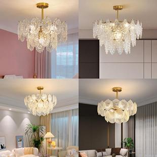 法式轻奢厅网红晶灯现水代简约客1698厅灯餐卧室复古格调中璃古玻