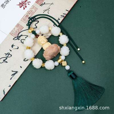 挂菩车提根莲花汽挂件平安饰品车内753饰品车载装饰小佛手工编织