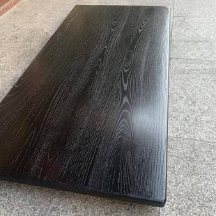 跨境北餐美白黑NOW蜡木碳木板色桌面板红橡木实化木原木台面板桌