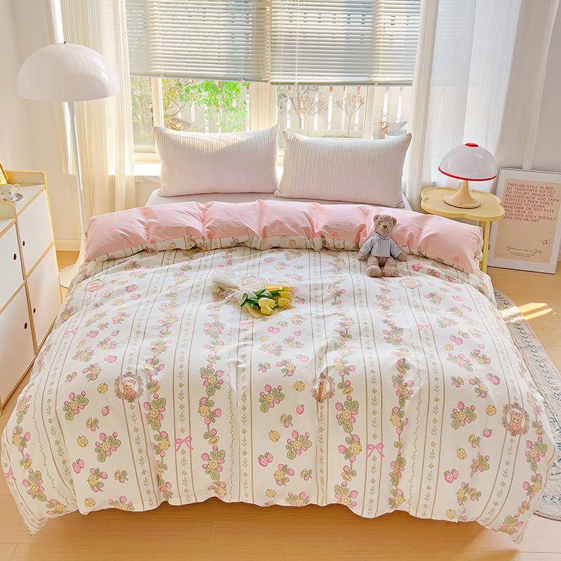 简约印花被套单件纯棉被学单全生宿舍卡通ning单人双人罩品棉四季