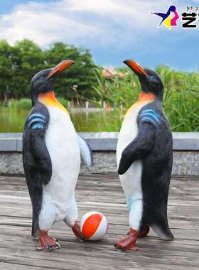 户景外园林型观雕摆塑20211127玻璃钢仿真企鹅海洋馆公园装饰大动