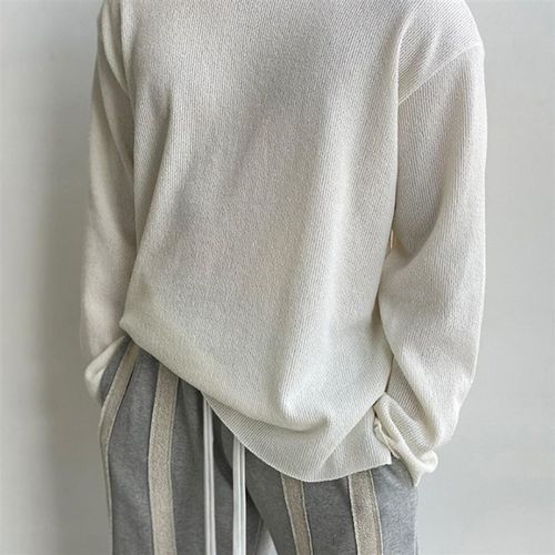 美式硬汉风u型大领卫衣肌肉男y宽松长袖质感t恤慵懒风低领打底衫