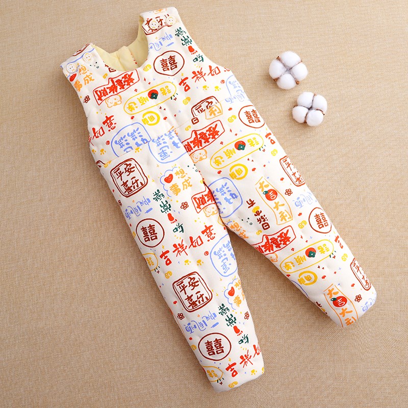 宝宝纯手工纯棉花背带棉裤t加厚保暖婴儿连体棉衣加厚保暖开档护