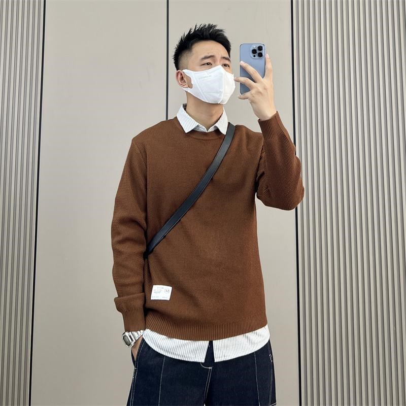 特大码300斤秋冬季假两s件毛衣男韩版修身潮流百搭休闲翻领针织衫